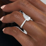 Modern Solarii Moissanite 2.0ct Pear Cut 925 Sterling Silver Hidden Halo Engagement Ring