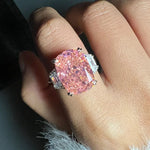 Solarii 925 Sterling Silver Cushion Cut Pink Stone Engagement Ring