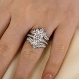 Sumptuous Oval Cut 3.5ct Insert Ring 925 Sterling Silver Wedding Ring Set
