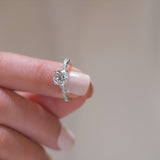 Lustrous Round Cut 1.2ct Pave Engagement Ring In Sterling Silver
