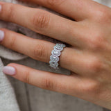 925 Sterling Silver Round Cut Halo Design CZ Eternity Wedding Ring