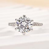 Moissanite 5.0ct Round Cut 6 Prong Engagement Ring