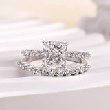 Exquisite 2.0ct Cushion Cut  Wedding Ring Set In Sterling Silver