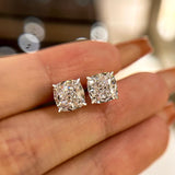 Brilliant Cushion Cut Stud Earrings In Sterling Sliver