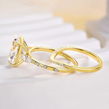 Elegant Oval Cut 925 Sterling Silver Wedding Ring Set