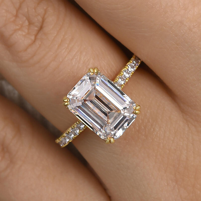 Classic Emerald Cut Solitaire Sterling Silver Engagement Ring