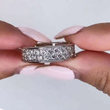 Wide Pave Wedding Band In 925 Sterling Silver