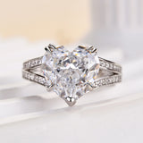 Luxurious 5.0ct Heart Cut Engagement Ring In Sterling Silver