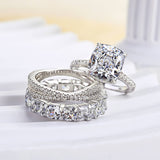 Solarii Cubic Zirconia 4.0ct Cushion Cut  925 Sterling Silver Wedding Ring Set