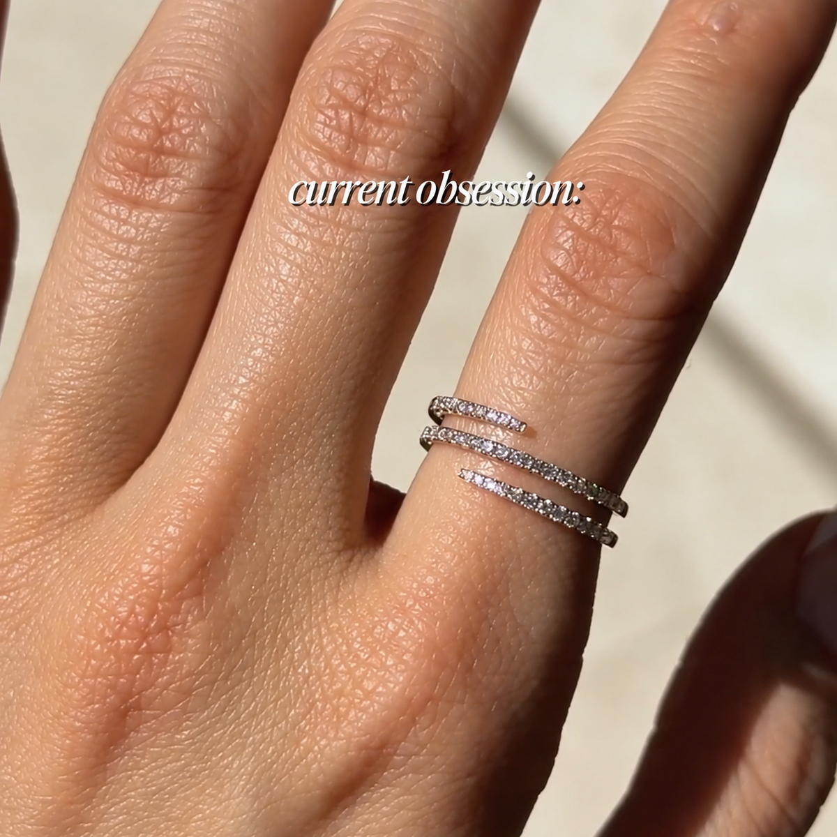 Multi-Row Pave Bypass Spiral Statement Ring in Sterling Silver