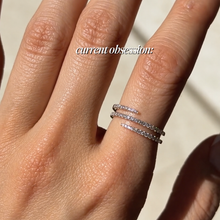 Multi-Row Pave Bypass Spiral Statement Ring in Sterling Silver
