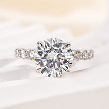 Lavish Solarii Moissanite 4.0ct Round Cut 925 Sterling Silver Pave Engagement Ring
