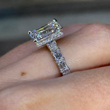 Opulent Pave Emerald Cut 4.0ct Engagement Ring In Sterling Silver