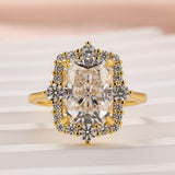 Artful Solarii Moissanite 3.0ct Radiant Cut 925 Sterling Silver Halo Design Engagement Ring