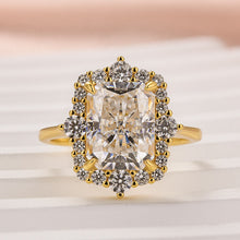 Artful Solarii Moissanite 3.0ct Radiant Cut 925 Sterling Silver Halo Design Engagement Ring