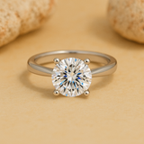 Vivid Solarii Moissanite 2.5ct Round Cut 925 Sterling Silver Solitaire Engagement Ring