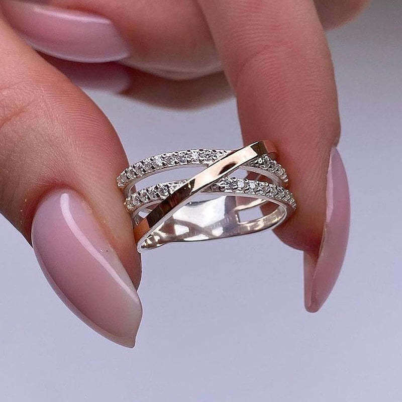 Modern Crossover Design Wedding Band In 925 Sterling Silver