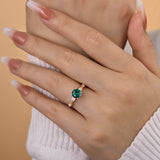 Elegant Round Cut Green Stone Sterling Silver Engagement Ring