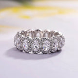 925 Sterling Silver Round Cut Halo Design CZ Eternity Wedding Ring