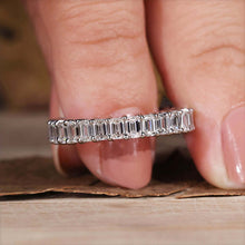 Emerald Cut Wedding Band  In 925 Sterling Silver