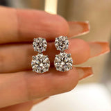 Brilliant Round Cut Drop Earrings In Sterling Silver