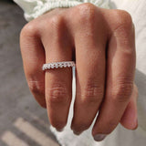 Classic Round Cut  Eternity Wedding Band In 925 Sterling Silver