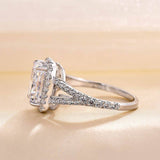 Radiant Cut Halo 925 Sterling Silver Engagement Ring