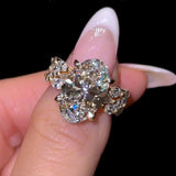 Dimensional Oval Cut 5.0 Ct 3PC Ring 925 Sterling Silver Wedding Ring Set
