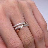 Modern Crossover Design CZ Wedding Band In 925 Sterling Silver