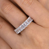 Eternity Emerald Cut Women's Wedding Band In Sterling Silver