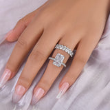 Solarii New Arrived 5.0ct Radiant Cut Cubic Zirconia Wedding Ring Set