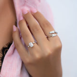 Fashionable Solarii Moissanite 2.0ct Emerald Cut 925 Sterling Silver Twist Design Engagement Ring