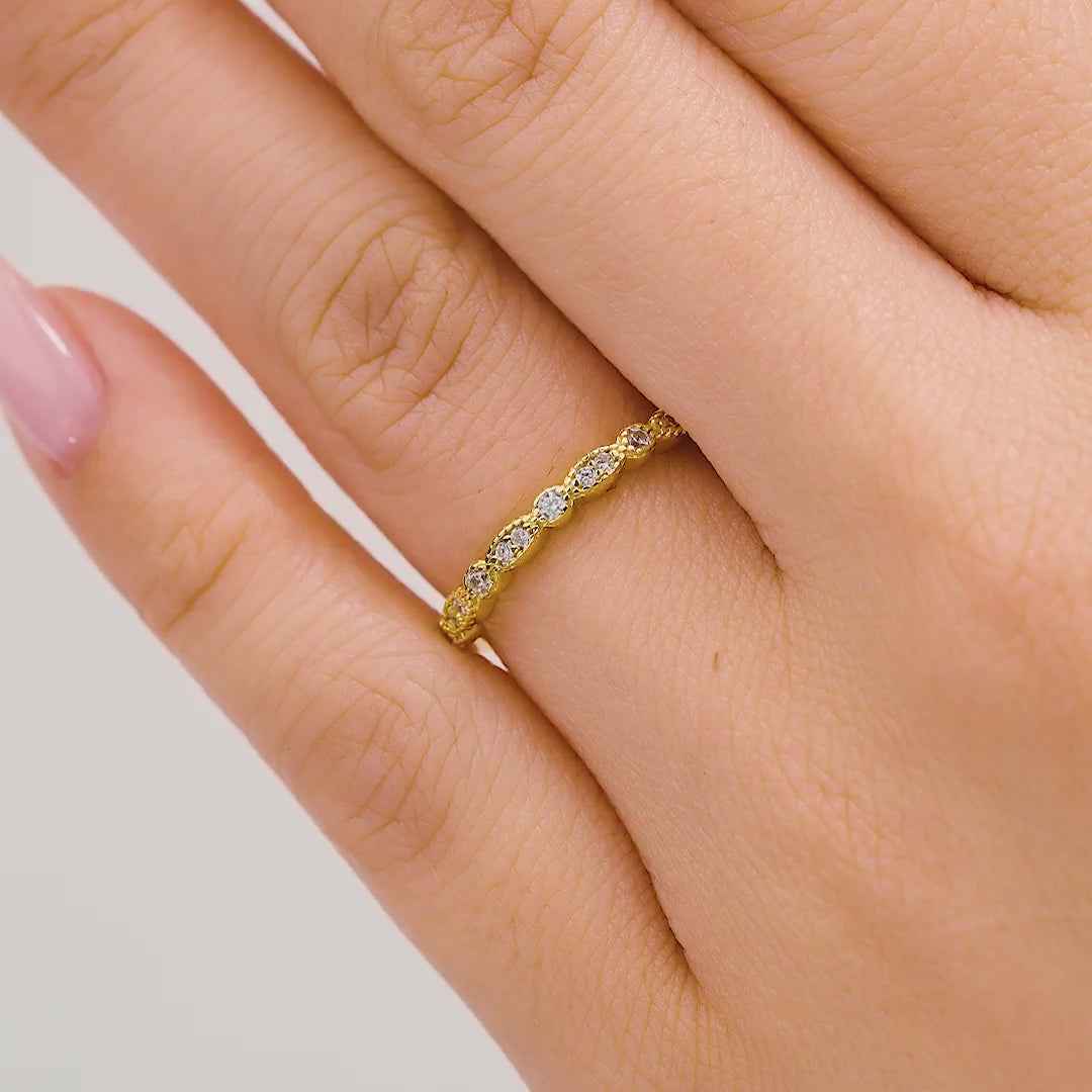 Half Eternity 925 Sterling Silver Classic Round Cut Wedding Band