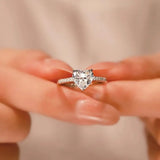 Solarii Moissanite 1.0ct Heart Cut 925 Sterling Silver Engagement Ring