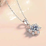 Solarii Moissanite 1.0ct Round Cut Snowflake Design 925 Sterling Silver Necklace