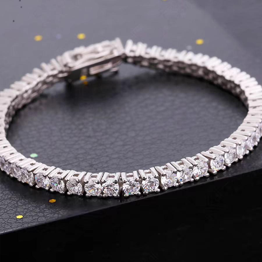 Solarii Moissanite 16ct Round Cut  925 Sterling Silver Tennis Bracelet