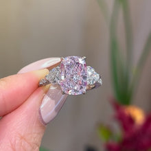 Exquisite 925 Sterling Silver Engagement Ring with Pink Stone and White Gold Plating