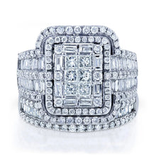 Deluxe Princess & Emerald Cut 4.0Ct Cluster 925 Sterling Silver Bridal Set