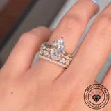 Elevated Marquise Cut 1.0 Ct Solitaire 925 Sterling Silver Wedding Ring Set