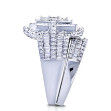 Deluxe Princess & Emerald Cut 4.0Ct Cluster 925 Sterling Silver Bridal Set