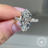 Deluxe Hidden Halo Marquise Cut 3.0ct Engagement Ring In Sterling Silver