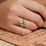 Elven Crown 0.5ct Marquise Cut Moss Agate Enchanted Forest Engagement Ring