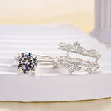 Refined Round Cut 2.5ct Insert Ring 925 Sterling Silver Wedding Ring Set