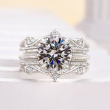 Refined Round Cut 2.5ct Insert Ring 925 Sterling Silver Wedding Ring Set