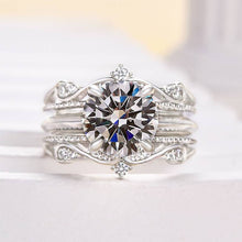 Refined Round Cut 2.5ct Insert Ring 925 Sterling Silver Wedding Ring Set