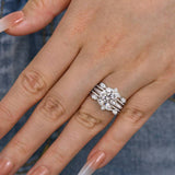 Refined Round Cut 2.5ct Insert Ring 925 Sterling Silver Wedding Ring Set
