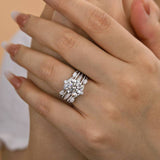 Refined Round Cut 2.5ct Insert Ring 925 Sterling Silver Wedding Ring Set