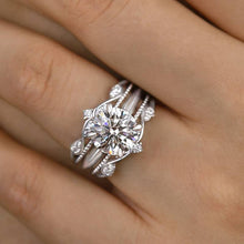 Refined Round Cut 2.5ct Insert Ring 925 Sterling Silver Wedding Ring Set