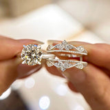 Refined Round Cut 2.5ct Insert Ring 925 Sterling Silver Wedding Ring Set