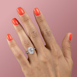 Elegant Solarii Moissanite 2.0ct Oval Cut 925 Sterling Silver Halo Design Engagement Ring
